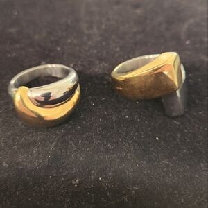 Two Tone Stainless Steel Rings. Size 11